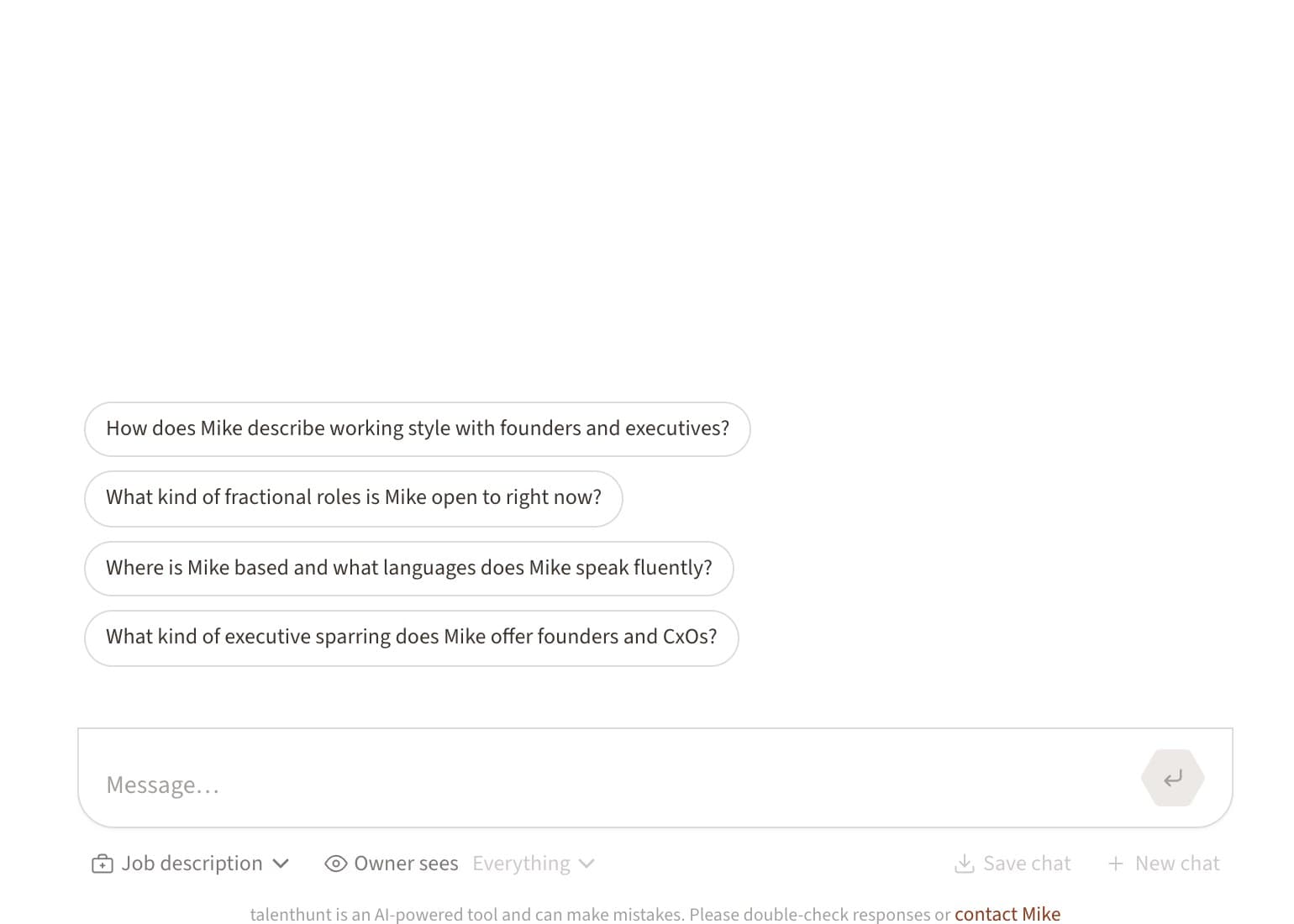 The chat composer, with the job-description button